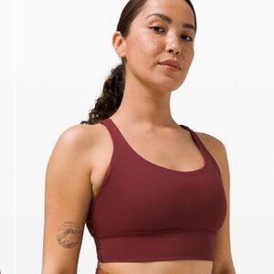Lululemon Energy Bra Long Line *Medium Support, B–D Cup Red Merlot Size 4